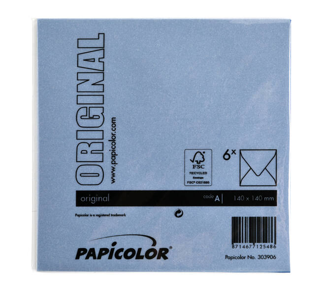 Envelop Papicolor 140x140mm donkerblauw pak à 6 stuks