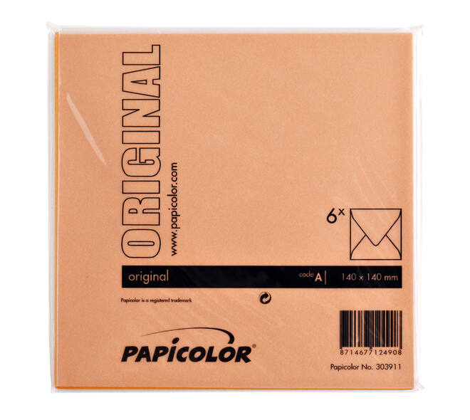 Envelop Papicolor 140x140mm oranje pak à 6 stuks