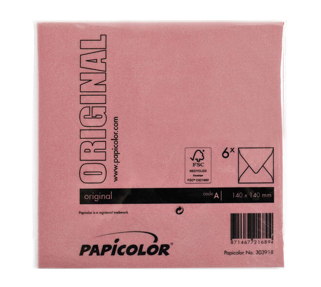 Envelop Papicolor 140x140mm rood pak à 6 stuks