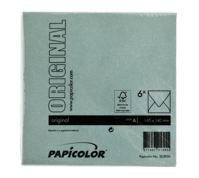 Envelop Papicolor 140x140mm dennengroen pak à 6 stuks