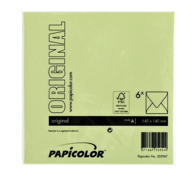 Envelop Papicolor 140x140mm appelgroen pak à 6 stuks