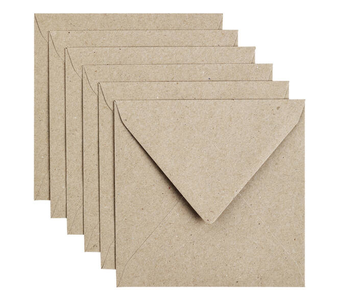 Envelop Papicolor 140x140mm kraft grijs pak à 6 stuks