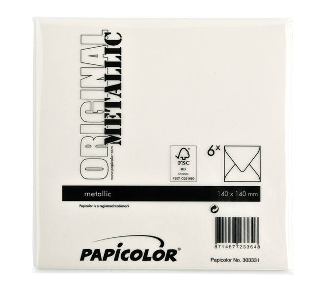 Envelop Papicolor 140x140mm metallic ivoor pak à 6 stuks