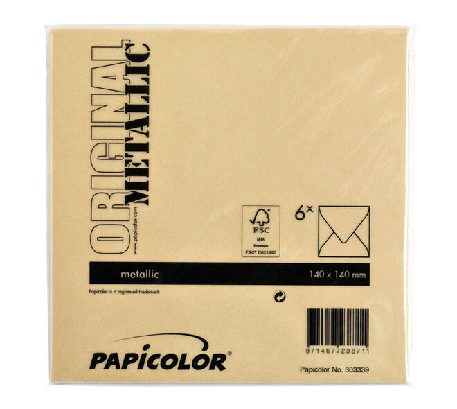 Envelop Papicolor 140x140mm metallic goud pak à 6 stuks