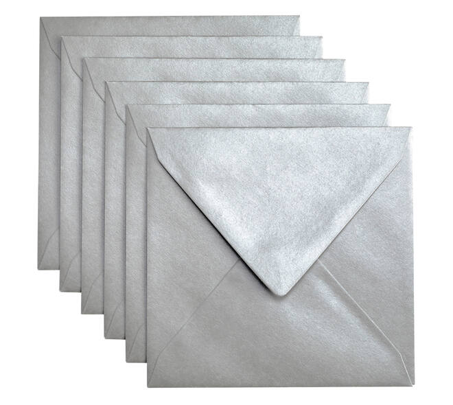 Envelop Papicolor 140x140mm metallic zilver pak à 6 stuks