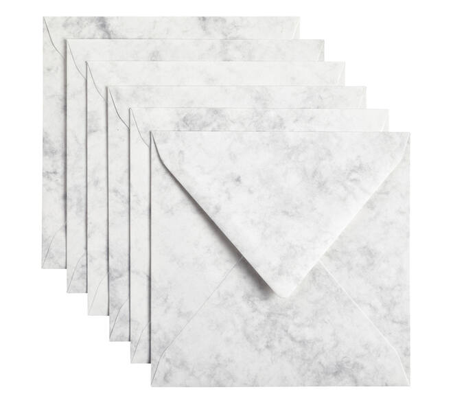 Envelop Papicolor 140x140mm marble grijs pak à 6 stuks