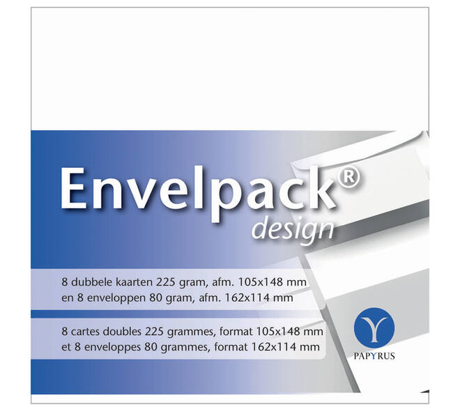 Dubbele kaart Papyrus Envelpack Design C6 114x162mm wit 894436 set van 8