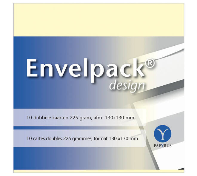Dubbele kaart Papyrus Envelpack Design vierkant 130x130mm ivoor 894460 set van 10