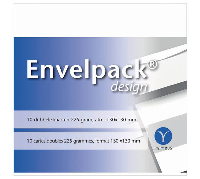 Dubbele kaart Papyrus Envelpack Design vierkant 130x130mm wit 894466 set van 10