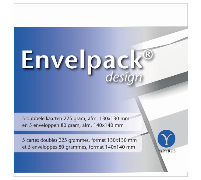 Dubbele kaart Papyrus Envelpack Design vierkant 140x140mm wit 894446 set van 5