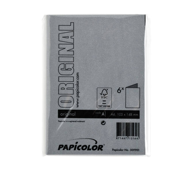 Correspondentiekaart Papicolor dubbel 105x148mm ravenzwart pak à 6 stuks