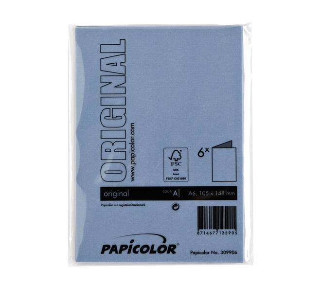 Correspondentiekaart Papicolor dubbel 105x148mm donkerblauw pak à 6 stuks