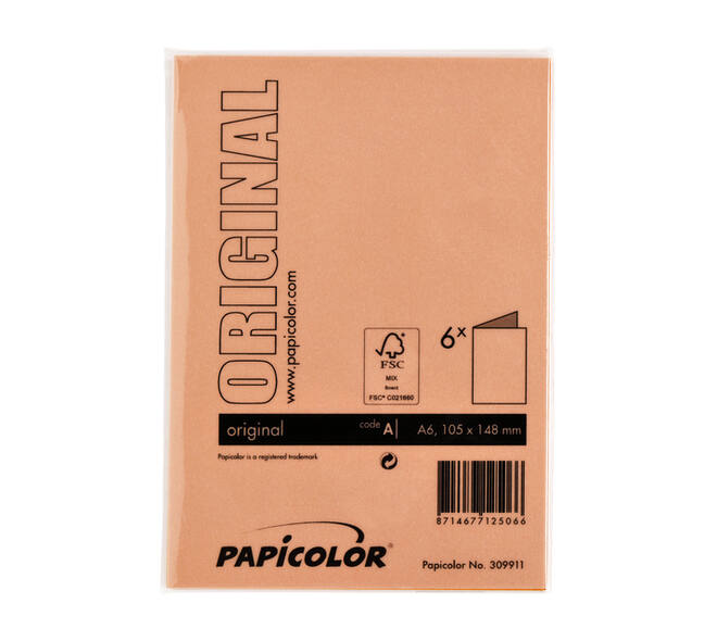 Correspondentiekaart Papicolor dubbel 105x148mm oranje pak à 6 stuks