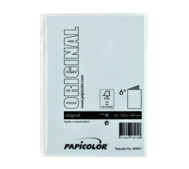 Correspondentiekaart Papicolor dubbel 105x148mm zeegroen pak à 6 stuks