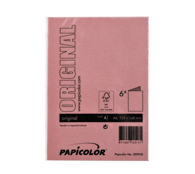 Correspondentiekaart Papicolor dubbel 105x148mm rood pak à 6 stuks