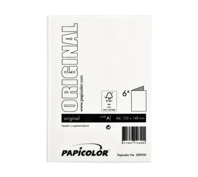 Correspondentiekaart Papicolor dubbel 105x148mm hagelwit pak à 6 stuks