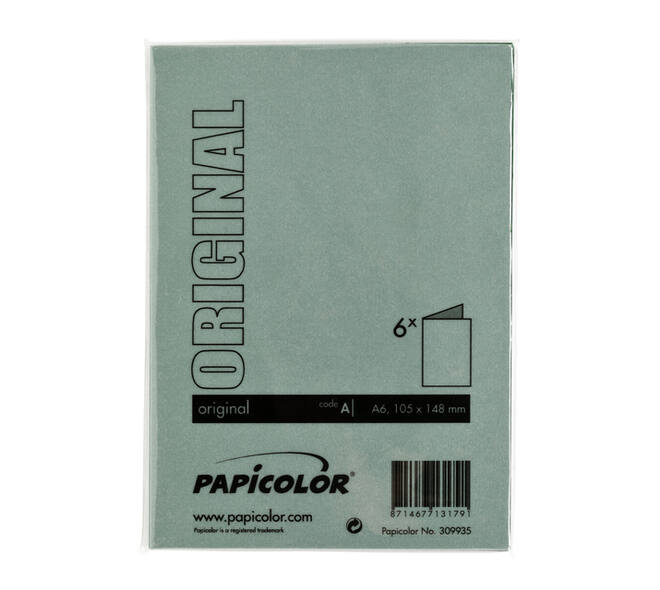 Correspondentiekaart Papicolor dubbel 105x148mm dennengroen pak à 6 stuks