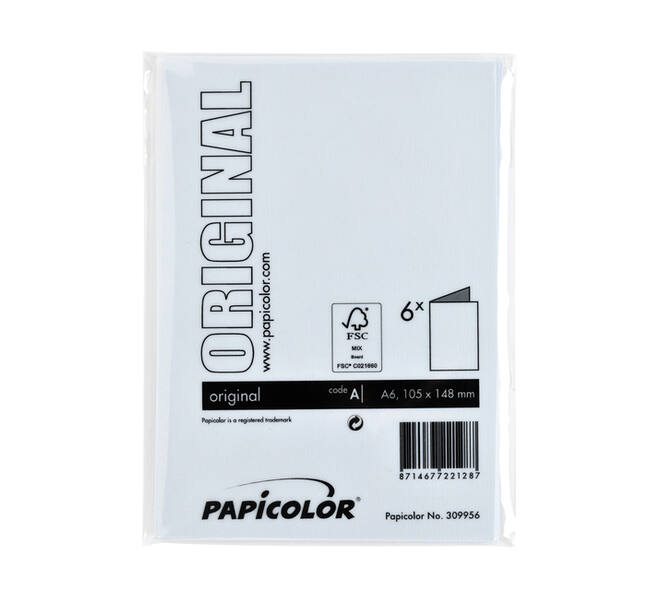 Correspondentiekaart Papicolor dubbel 105x148mm babyblauw pak à 6 stuks