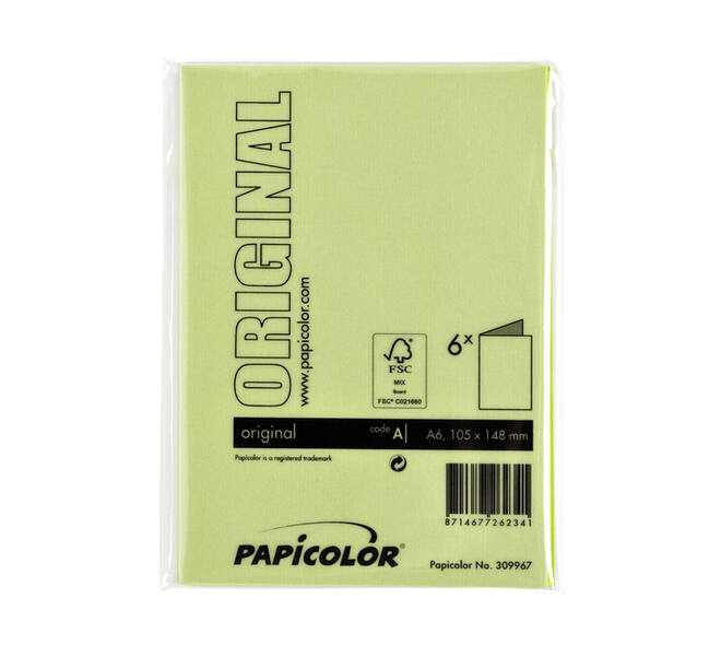 Correspondentiekaart Papicolor dubbel 105x148mm appelgroen pak à 6 stuks
