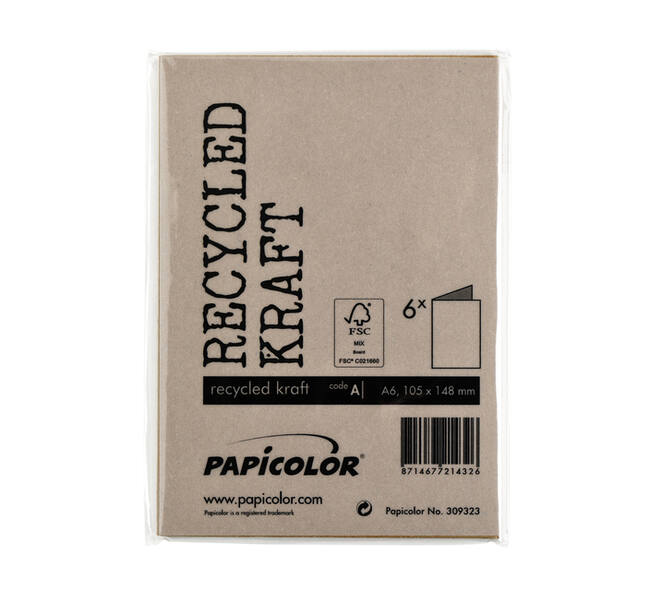 Correspondentiekaart Papicolor dubbel 105x148mm bruin pak à 6 stuks