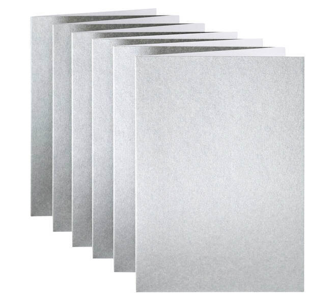 Correspondentiekaart Papicolor dubbel 105x148mm metallic zilver pak à 6 stuks