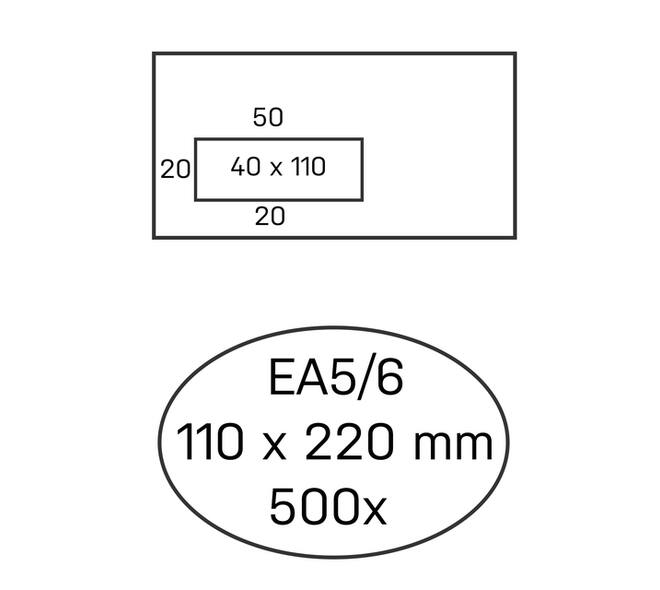 Envelop Hermes EA5/6 110x220mm venster 4x11links zelfklevend 500 stuks