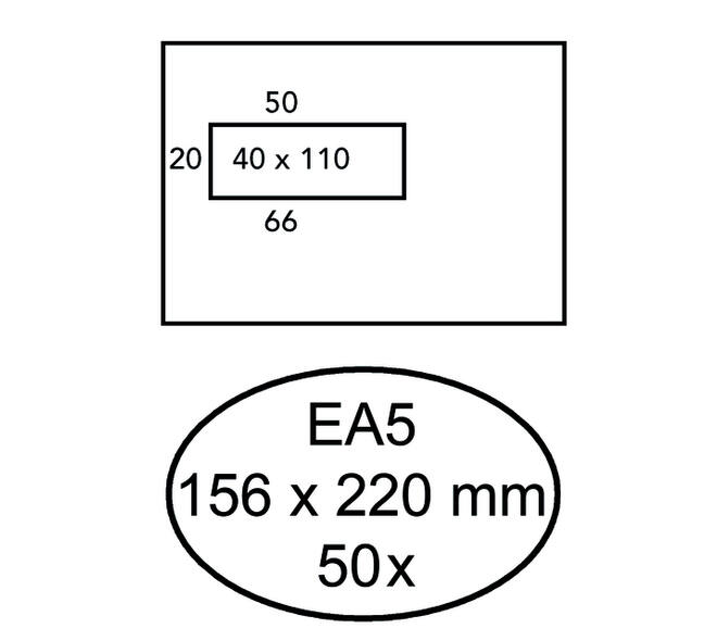 Envelop Hermes EA5 156x220mm venster 4x11links zelfklevend 50 stuks