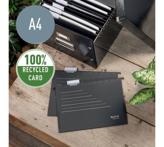 Hangmap Leitz Alpha Recycle A4 verticaal V-bodem zwart