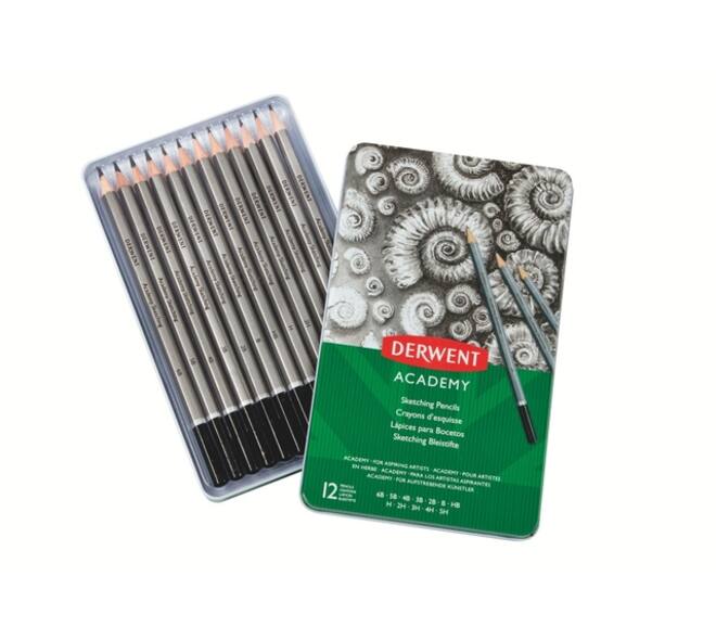 Potlood Derwent Academy 6B5H assorti hardheden blik à 12 stuks