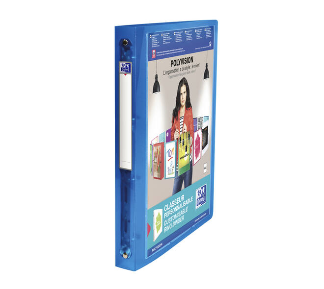 Presentatieringband Oxford Polyvision A4 4-rings O-mech 30mm blauw