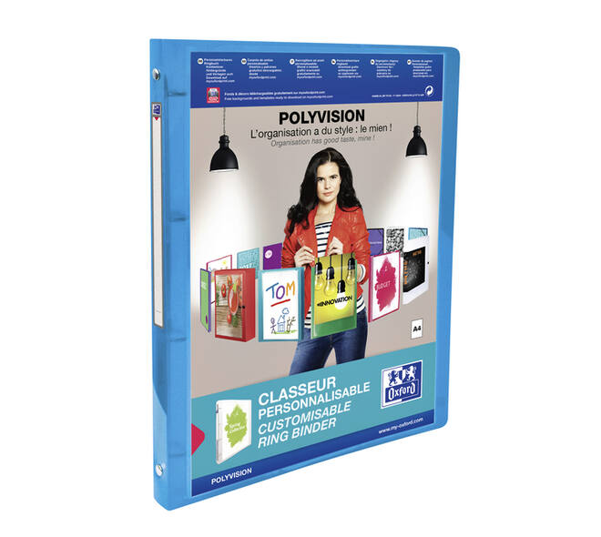 Presentatieringband Oxford Polyvision A4 4-rings O-mech 20mm blauw