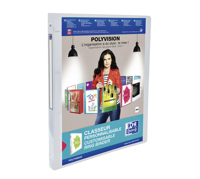 Presentatieringband Oxford Polyvision A4 4-rings O-mech 20mm transparant