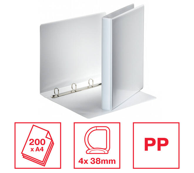 Presentatieringband Esselte Essentials panorama A4 4-rings D-mechaniek 38mm wit