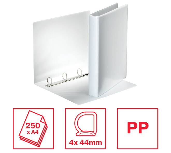 Presentatieringband Esselte Essentials panorama A4 4-rings D-mechaniek 44mm wit