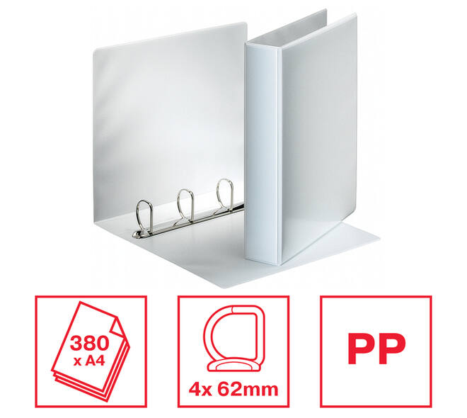 Presentatieringband Esselte Essentials panorama A4 4-rings D-mechaniek 62mm wit