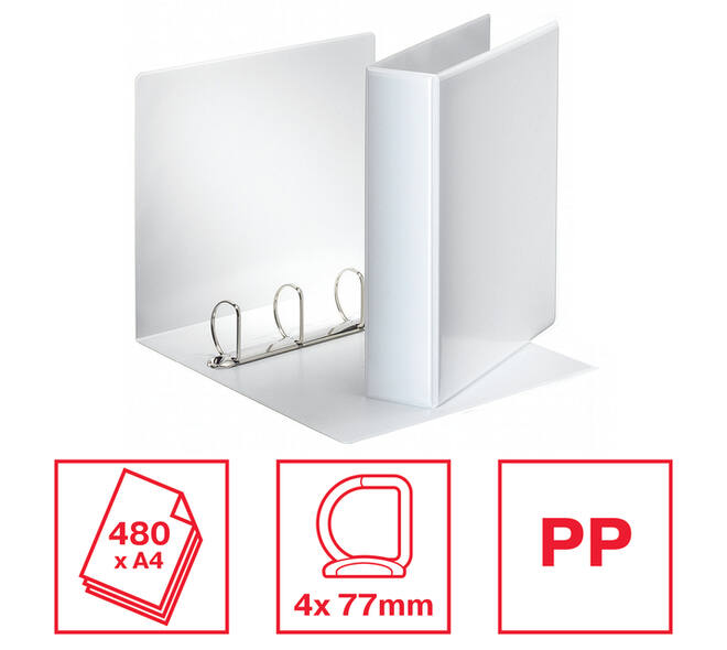 Presentatieringband Esselte Essentials panorama A4 4-rings D-mechaniek 77mm wit