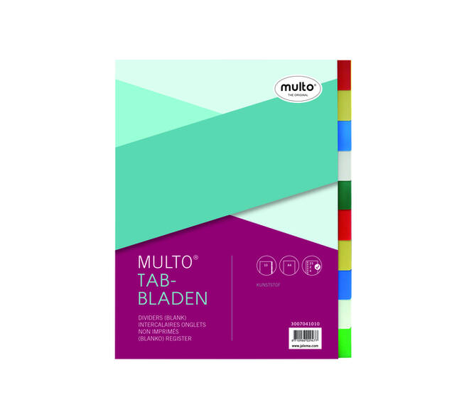 Tabbladen Multo A4 23-gaats 10-delig PP assorti