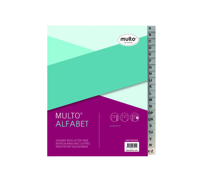 Tabbladen Multo A5 17-gaats alfabet PP grijs
