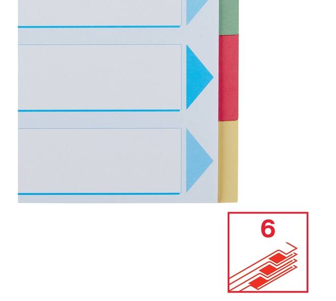 Tabbladen Esselte Premium A4 6-delig karton 23-rings assorti