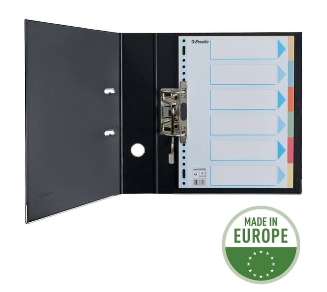 Tabbladen Esselte Premium A4 6-delig karton 23-rings assorti