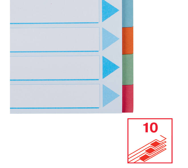 Tabbladen Esselte Premium A4 10-delig karton 23-rings assorti