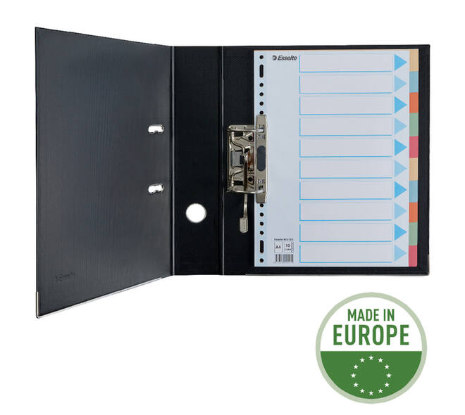 Tabbladen Esselte Premium A4 10-delig karton 23-rings assorti