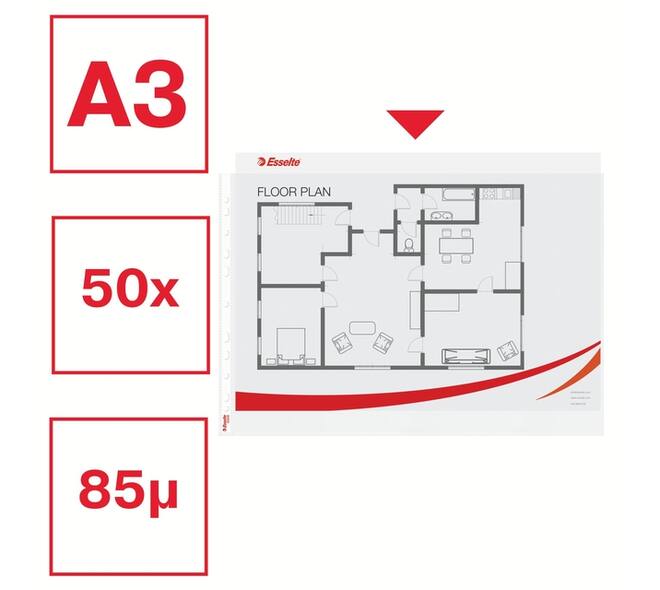 Showtas Esselte PP A3 11-gaats dwars 50 stuks