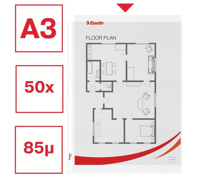 Showtas Esselte PP A3 recht 50 stuks