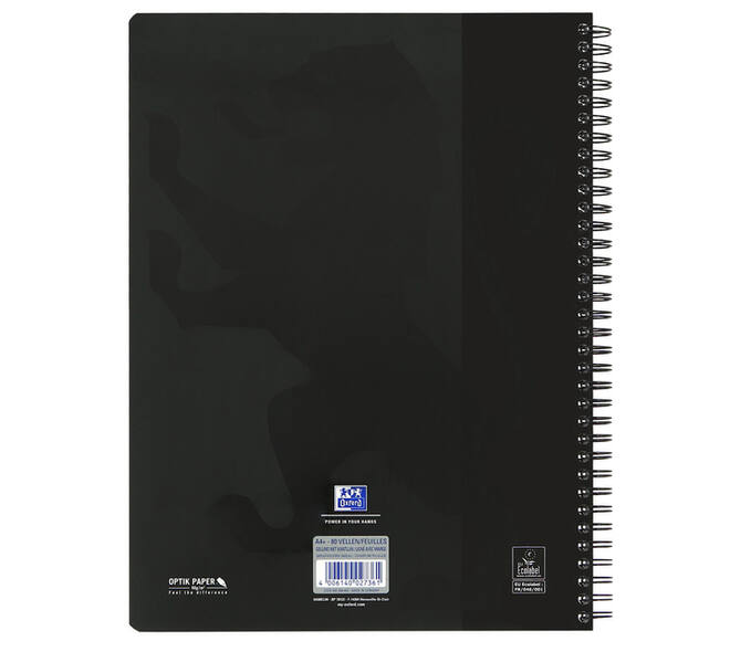 Collegeblok Oxford School A4+ lijn 23-gaats 160 pagina's 80gr zwart