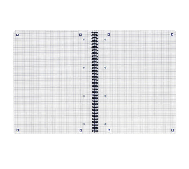 Collegeblok Oxford A4+ ruit 5x5mm 4-gaats 180 pagina's 80gr zwart