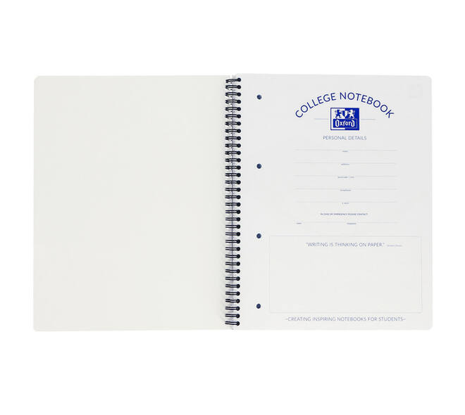 Collegeblok Oxford A4+ ruit 5x5mm 4-gaats 180 pagina's 80gr zwart