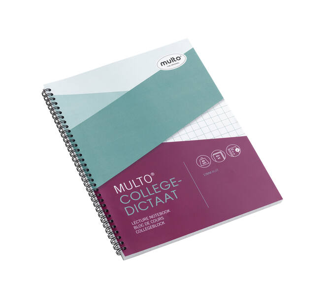 Collegeblok Multo A4 ruit 10x10mm 23-gaats 160 pagina's 80gr wit