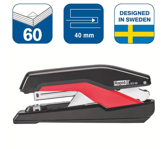 Bureaunietmachine Rapid Supreme fullstrip S1O60 60 vel zwart/rood
