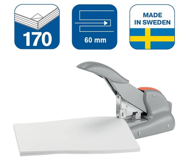 Nietmachine Rapid Supreme duax heavy duty 170 vel zilver/oranje